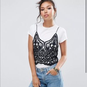 Asos plunge cami in heavy lace